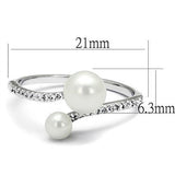 Rhodium Brass Ring with Synthetic Pearl in White