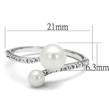 Rhodium Brass Ring with Synthetic Pearl in White