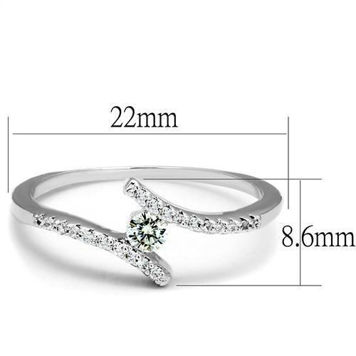 Rhodium Brass Ring with AAA Grade CZ  in Clear