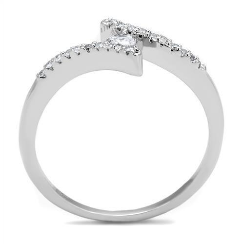 Rhodium Brass Ring with AAA Grade CZ  in Clear