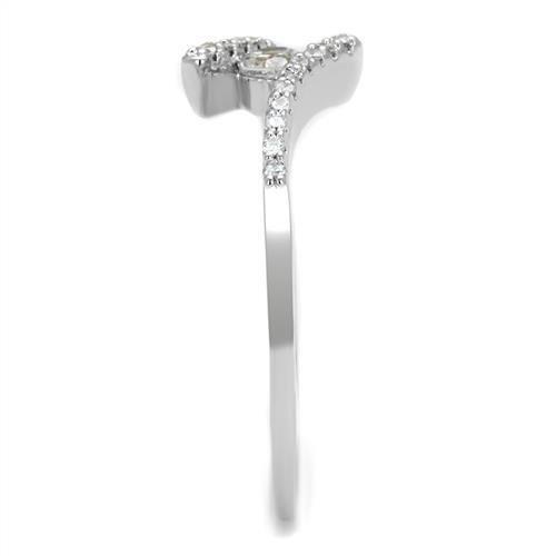 Rhodium Brass Ring with AAA Grade CZ  in Clear