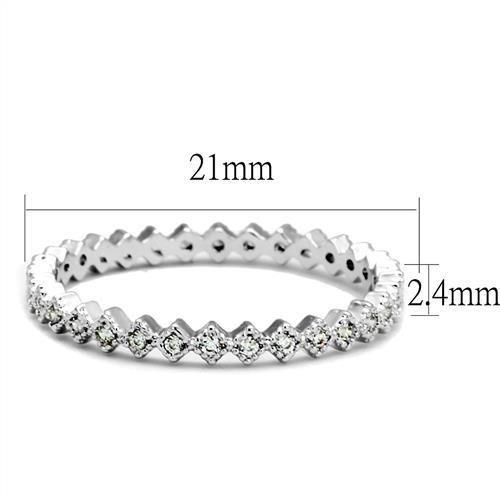 Rhodium Brass Ring with AAA Grade CZ  in Clear