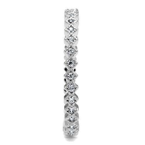 Rhodium Brass Ring with AAA Grade CZ  in Clear