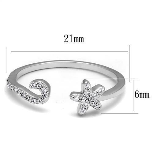 Rhodium Brass Ring with AAA Grade CZ  in Clear