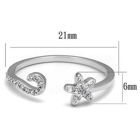 Rhodium Brass Ring with AAA Grade CZ  in Clear