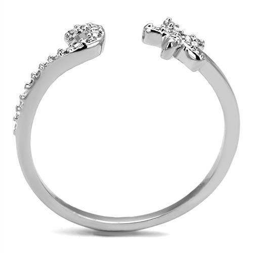 Rhodium Brass Ring with AAA Grade CZ  in Clear