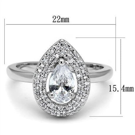 Rhodium Brass Ring with AAA Grade CZ  in Clear