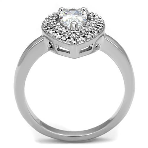 Rhodium Brass Ring with AAA Grade CZ  in Clear