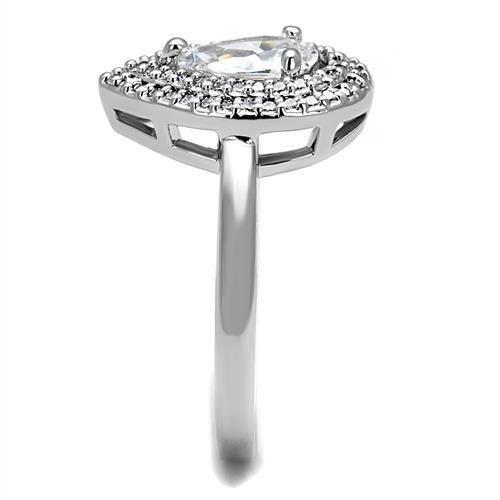 Rhodium Brass Ring with AAA Grade CZ  in Clear