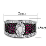 Rhodium + Ruthenium Brass Ring with AAA Grade CZ  in Ruby