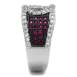 Rhodium + Ruthenium Brass Ring with AAA Grade CZ  in Ruby