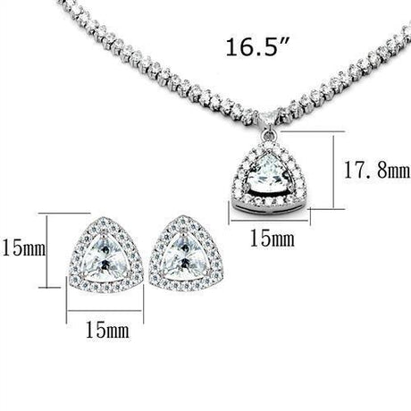Rhodium Brass Jewelry Sets with AAA Grade CZ  in Clear