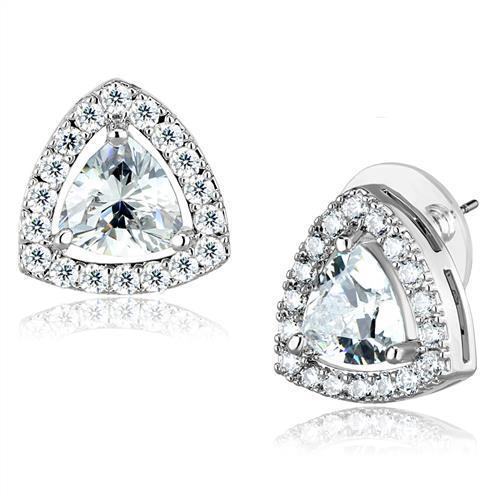 Rhodium Brass Jewelry Sets with AAA Grade CZ  in Clear