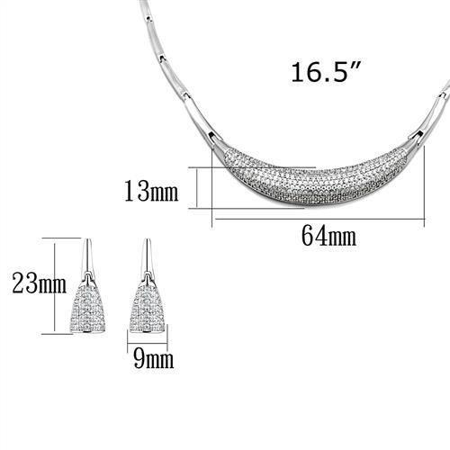 Rhodium Brass Jewelry Sets with AAA Grade CZ  in Clear