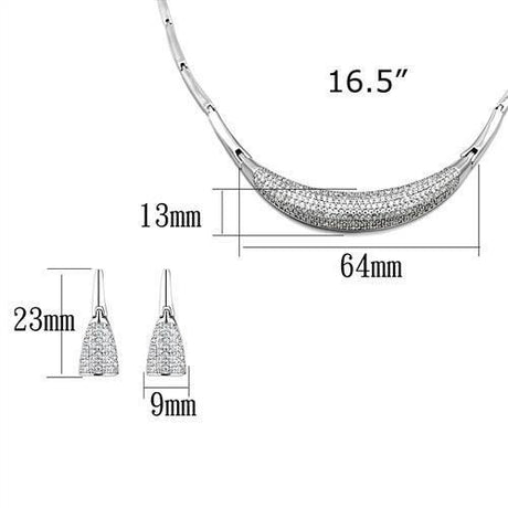 Rhodium Brass Jewelry Sets with AAA Grade CZ  in Clear