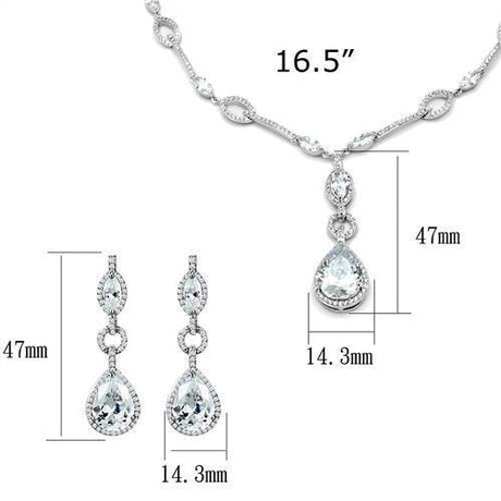 Rhodium Brass Jewelry Sets with AAA Grade CZ  in Clear