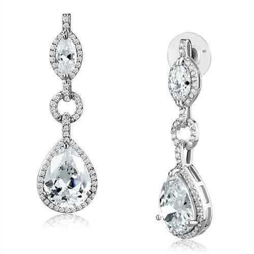 Rhodium Brass Jewelry Sets with AAA Grade CZ  in Clear