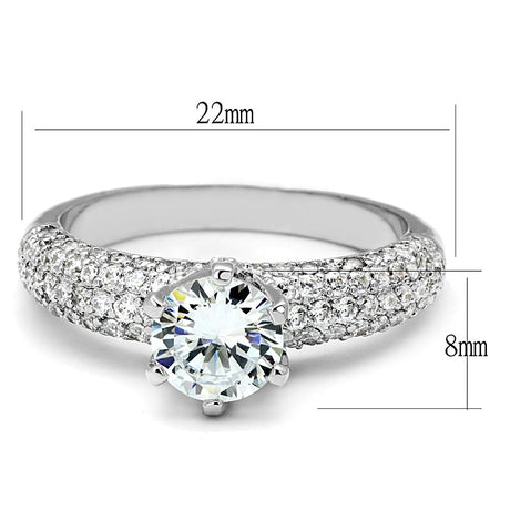 Rhodium Brass Ring with AAA Grade CZ  in Clear
