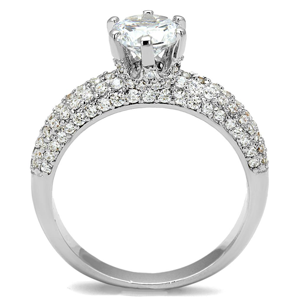 Rhodium Brass Ring with AAA Grade CZ  in Clear