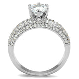 Rhodium Brass Ring with AAA Grade CZ  in Clear