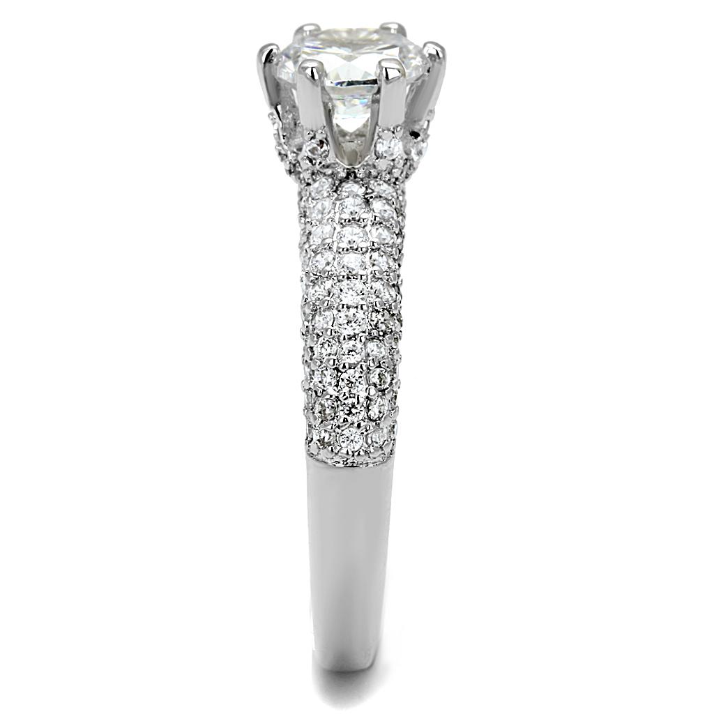 Rhodium Brass Ring with AAA Grade CZ  in Clear