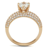 Rose Gold Brass Ring with AAA Grade CZ  in Clear