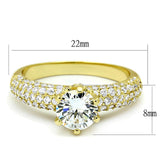 Gold Brass Ring with AAA Grade CZ  in Clear