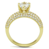 Gold Brass Ring with AAA Grade CZ  in Clear
