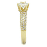 Gold Brass Ring with AAA Grade CZ  in Clear