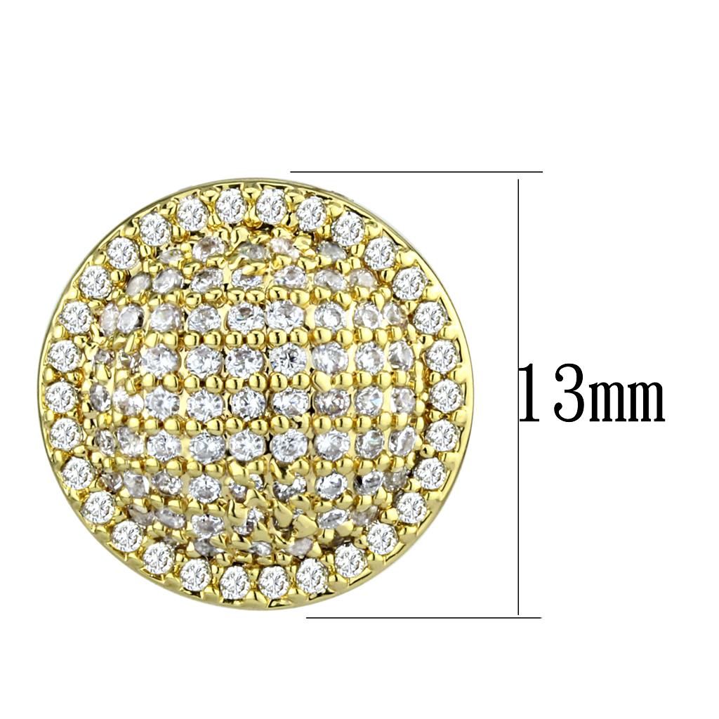 Gold Brass Earrings with AAA Grade CZ  in Clear