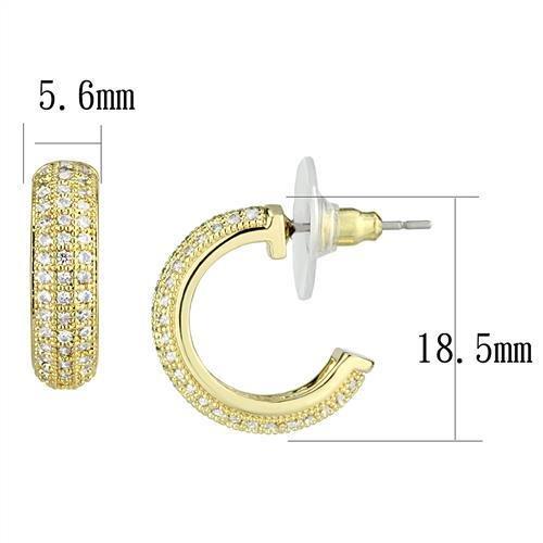 Gold Brass Earrings with AAA Grade CZ  in Clear