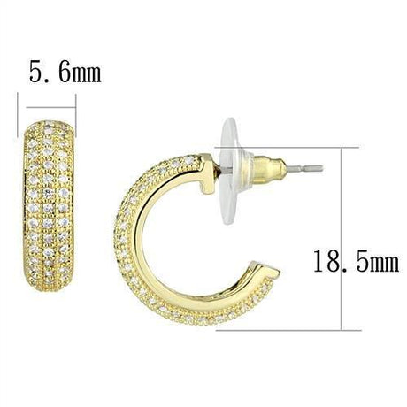 Gold Brass Earrings with AAA Grade CZ  in Clear