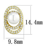 Gold Brass Earrings with Synthetic Pearl in White