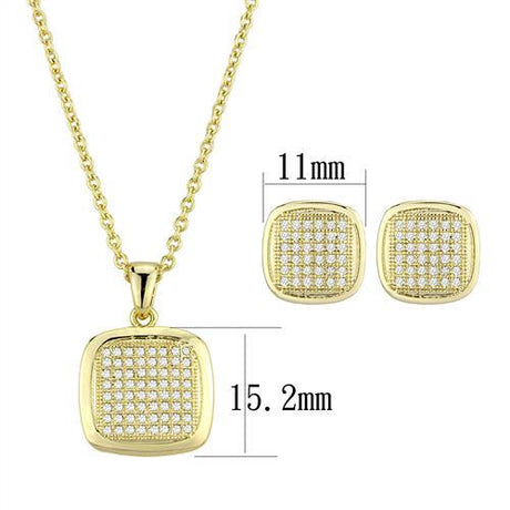 Gold Brass Jewelry Sets with AAA Grade CZ  in Clear