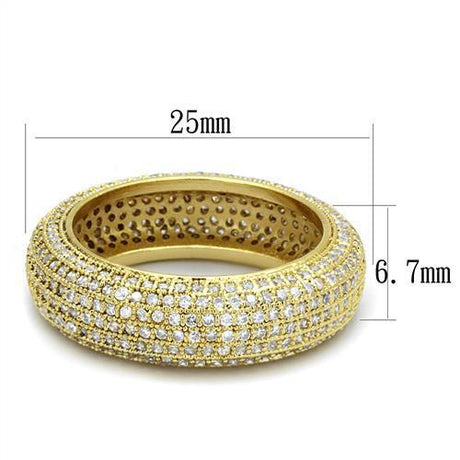 Gold Brass Ring with AAA Grade CZ  in Clear