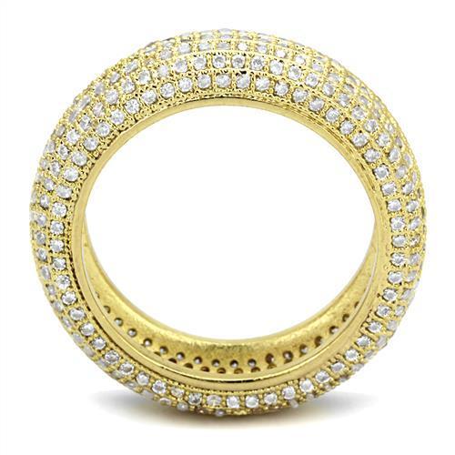 Gold Brass Ring with AAA Grade CZ  in Clear