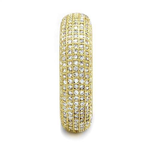 Gold Brass Ring with AAA Grade CZ  in Clear