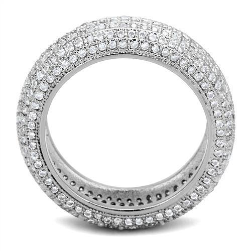 Rhodium Brass Ring with AAA Grade CZ  in Clear