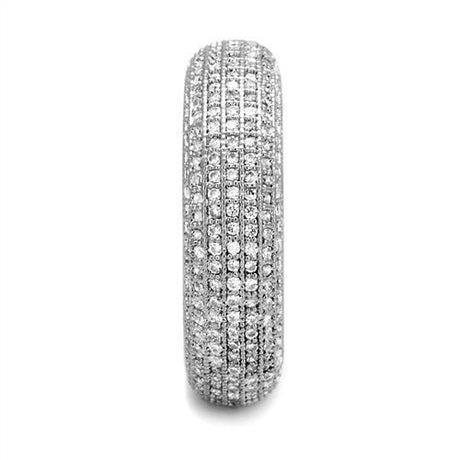 Rhodium Brass Ring with AAA Grade CZ  in Clear