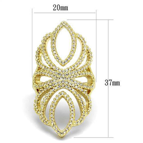 Gold Brass Ring with AAA Grade CZ  in Clear