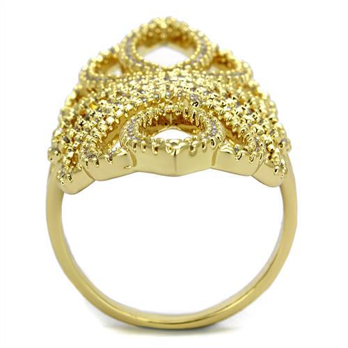 Gold Brass Ring with AAA Grade CZ  in Clear