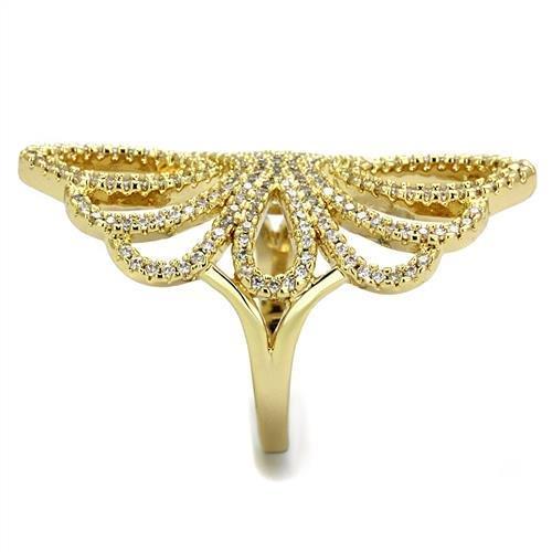 Gold Brass Ring with AAA Grade CZ  in Clear