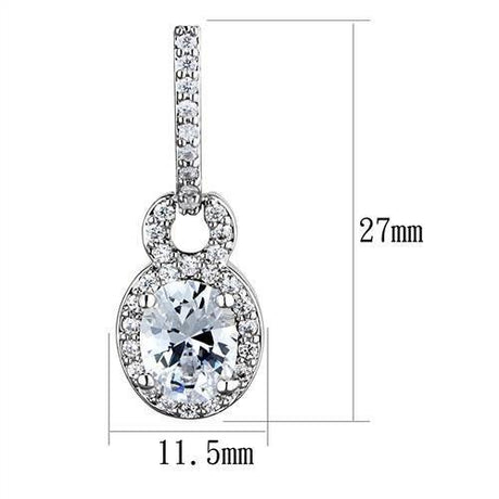 Rhodium Brass Earrings with AAA Grade CZ  in Clear