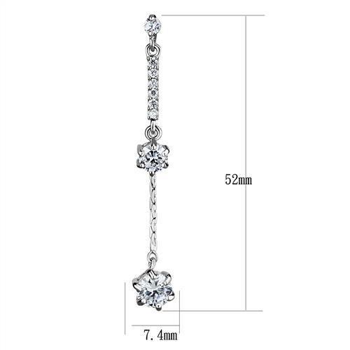 Rhodium Brass Earrings with AAA Grade CZ  in Clear