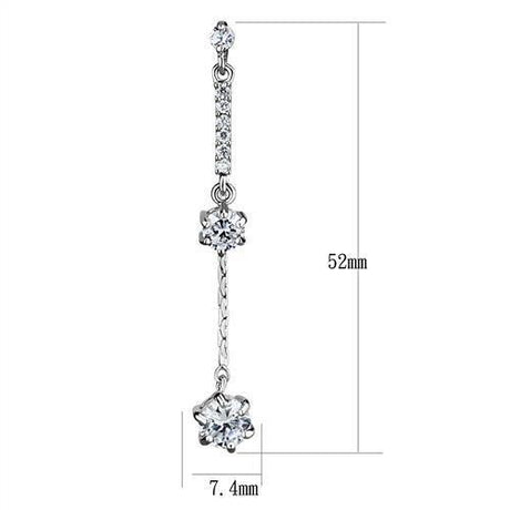 Rhodium Brass Earrings with AAA Grade CZ  in Clear