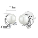 Rhodium Brass Earrings with Synthetic Pearl in White