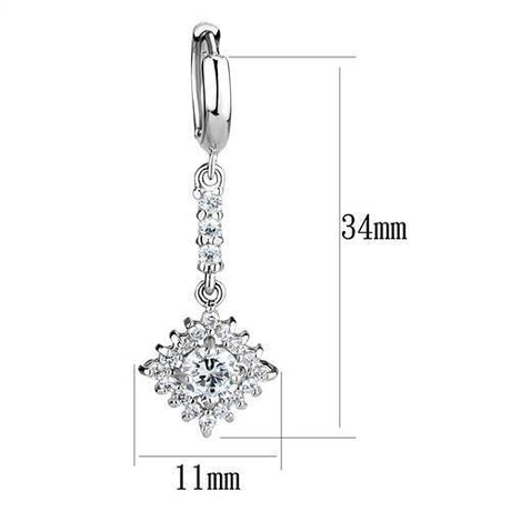 Rhodium Brass Earrings with AAA Grade CZ  in Clear