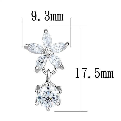 Rhodium Brass Earrings with AAA Grade CZ  in Clear