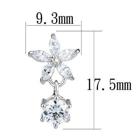 Rhodium Brass Earrings with AAA Grade CZ  in Clear