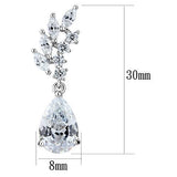 Rhodium Brass Earrings with AAA Grade CZ  in Clear